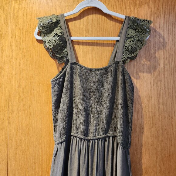 ZESICA Women's 2025 Summer Lace Strap Sleeveless Square Neck Smocked High Waist - Picture 3 of 8